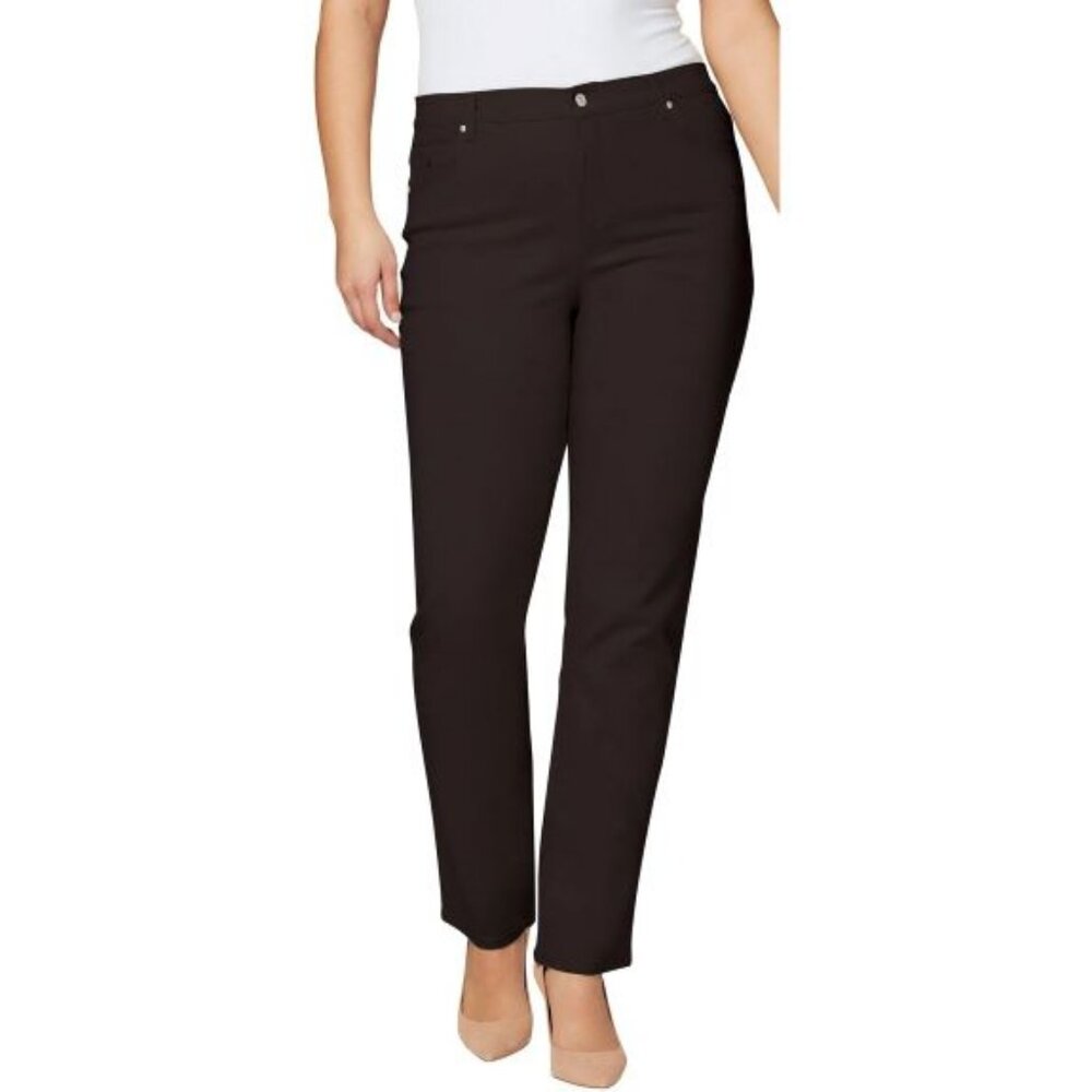 16R ~ Gloria Vanderbilt Vickie Straight Pants ~ Coffee Roast